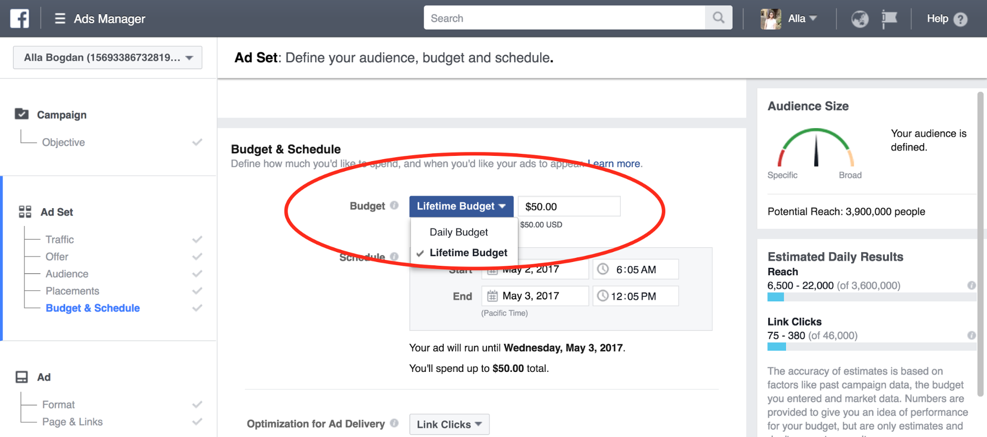 Facebook ads budget and schedule photo