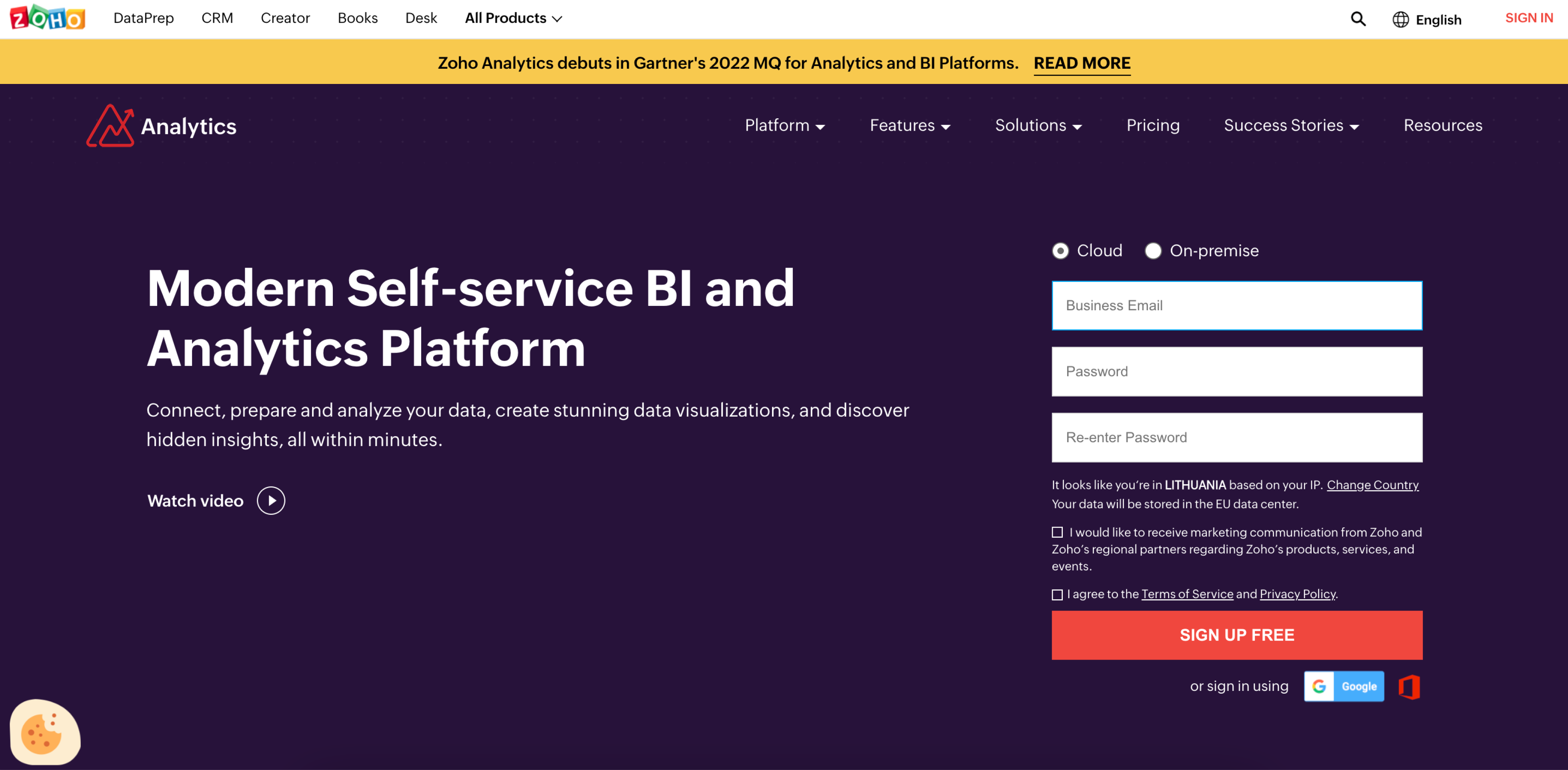 self-service BI and data analysis software
